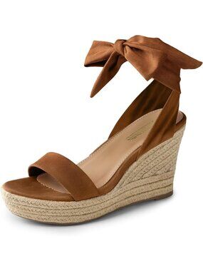 Women's Wedge Sandals Platform Brown S Bow Tie Lace Up Dressy Sandals for Summer